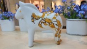 Figurka Konik  ceramiczny, ręcznie malowany zdobiony Bursztynem 