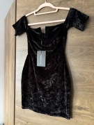 Sukienka krótka czarna z zamszu