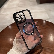 Bezbarwne etui do iphone 16Pro magnetyczne z czarną ramką