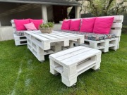 Meble z palet, cały komplet z poduszkami