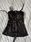 Vintage gorset top bustier Select S cekiny kokarda lolita coquette goth Y2K