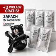 Odświeżacz samochodowy na kratkę nawiewu Miś + 5 zapachów w zestawie 