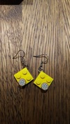 Kolczyki LEGO - żółte kwadraciki z ciasteczkiem