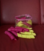 Wałki do loków typu spiral curlers różowe pink żółte yellow