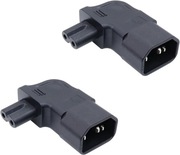 IEC 320 C14 męski na C7 żeński adapter wtyczka zasilania Kątowa 2szt