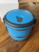 dwupoziomowy lunchbox ze stali nierdzewnej niebieska śniadaniówka