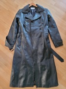 Czarny płaszcz / trencz damski H&M ze skóry naturalnej 100 % - M/L