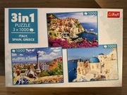 Puzzle Trefl 1000 x 3 Włochy Hiszpania Grecja