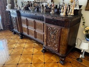 Antyczny kredens buffet neorenesansowy rzeźbione drewno lwie łapy