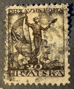 Hrvatska, SHS, mężczyznę z flagą na łodzi, 20 fillerów
