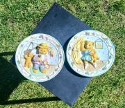 Dwa talerzyki niedźwiadki obrazki do powieszenia 