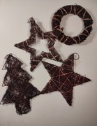 Zestaw 5 ozdób świątecznych w czerwonym brokacie