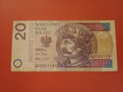 20 ZŁOTYCH 2012 SERIA AO PRZEJŚCIOWA