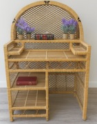 Biurko wiklinowe przeplatane rattanowe z lat 70 