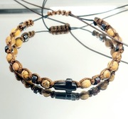 BRANSOLETKA KRZYŻ KAMIEŃ JASPIS OBRAZKOWY HEMATYT SZER 17 cm PUDEŁKO 