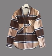 Damska gruba brązowa bluza w kratę z długim rękawem 36/S