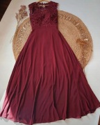 Suknia sukienka burgundowa 46 koronkowa długa na sylwestra balowa poprawiny