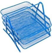 Półka szuflada na dokumenty zestaw 3 sztuki metalowe granatowe