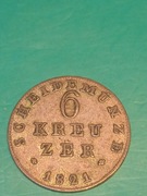 Hesja-Darmstadt 6 krajcarów 1821 SREBRO