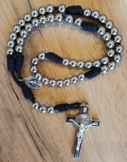 Różaniec wojowniczy, paracord czarny stal nierdzewna 10mm