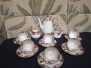 Stary serwis porcelanowy do mokka na sześć osób Alka 