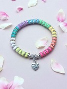 Tęczowa Bransoletka HEISHI z Zawieszką Serce – Handmade