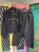 Nowy zestaw komplet rozpinana kurtka jeansowa spodnie jeansowe baggy Cropp