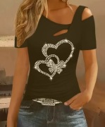 Czarny T-shirt serca rozm XL