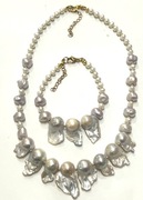 Bransoletka i Naszyjnik Naturalne Perły barokowe Fireball