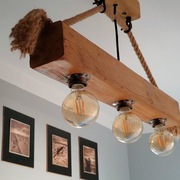 Lampa wisząca drewniana z belki loft handmade 