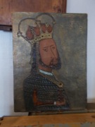 Stare Ikoniczne Dzieło-Obraz Ceramiczny Metalizowany-Vintage
