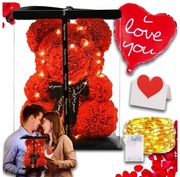 MIŚ Z RÓŻ 25CM Z PŁATKÓW RÓŻ Z KWIATÓW PREZENT