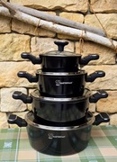 NOWE GARNKI MARMUROWY 16-28 cm MASTERPAN - komplet 4 szt. z pokrywkami!