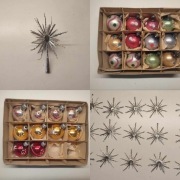 Zestaw ozdób choinkowych z lat 70 