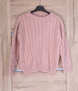 Sweter damski warkocz pudrowy róż s m