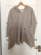 Beżowa ciemnobeżowa bluza na zamek z kapturem ze złotą nitką M 38 oversize