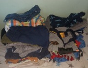 Paczka ciuchów 86 zimowa kurtka spodnie bluzki body rampersy spodenki 