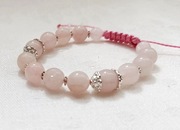 Bransoletka z Różowym Kwarcem 10 mm, pleciona makrama
