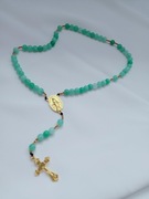 Różaniec dla dziewczynki zielony agat kamień naturalny 