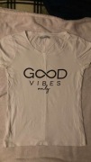 biała damska bluzka koszulka tshirt napis good vibes only nieskończoność