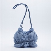 ZARA torebka worek niebieska krata gingham hobo błękitna torba y2k kratka