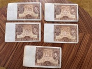 100 zł 1932 Kościuszko – zestaw 5 sztuk – II RP – różne stany