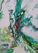 Obraz akrylowy ręcznie malowany techniką pouring 30cm  x 40cm. 