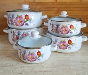 Garnki emaliowane 5 sztuk