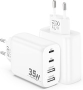 2x ładowarka sieciowa szybkiego ładowania 35W 4w1 2x USB-A 2x USB-C