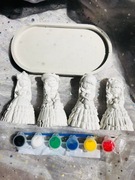 Zestaw gipsowych figurek "LALECZKI" do pomalowania + farby