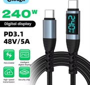 kabel ładowania 240W  z wyświetlaczem LCD typ C-C