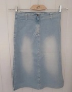 długa spódnica jeansowa z rozcięciami 38 