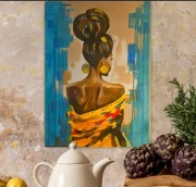 Obraz kobieta Afryki nowoczesny do salonu sypialni żywe kolory 