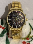 Zegarek męski Geneva bransoleta złota tarcza elegancki kwarcowy